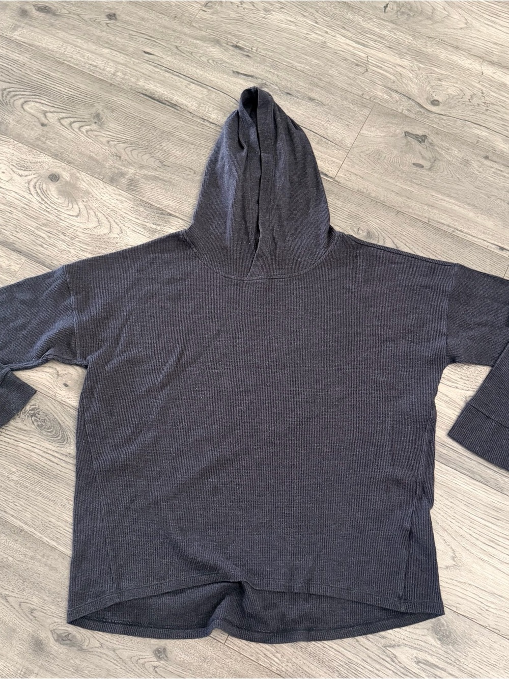 Old Navy Women's Long Sleeve Waffle Knit Hooded Pullover - Charcoal